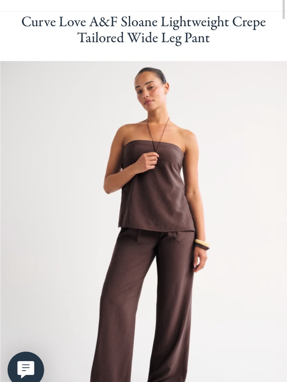 Abercrombie Curve Love Sloane Lightweight Crepe Tailored Wide Leg Pant
